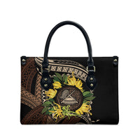 Samoa Moso'oi Flowers Tatau Leather Bag Festive Tapa Brown LT7 - Polynesian Pride