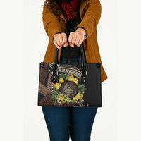 Samoa Moso'oi Flowers Tatau Leather Bag Festive Tapa Brown LT7 - Polynesian Pride