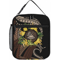 Samoa Moso'oi Flowers Tatau Lunch Bag Festive Tapa Brown LT7 10.2 × 8.3 × 4.3 inch Brown - Polynesian Pride