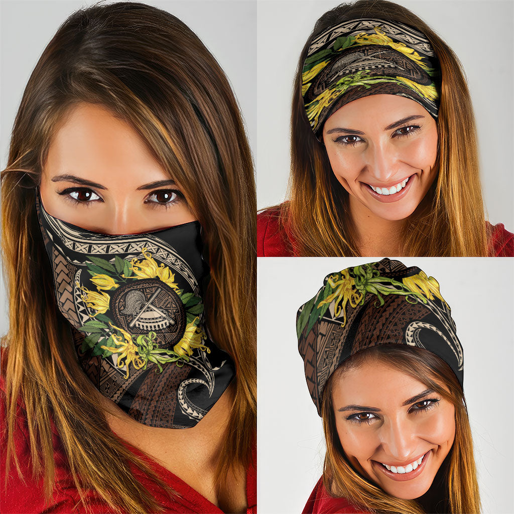 Samoa Moso'oi Flowers Tatau Neck Gaiter Festive Tapa Brown LT7 - Polynesian Pride