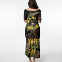 Samoa Moso'oi Flowers Tatau Puletasi Festive Tapa Brown LT7 - Polynesian Pride