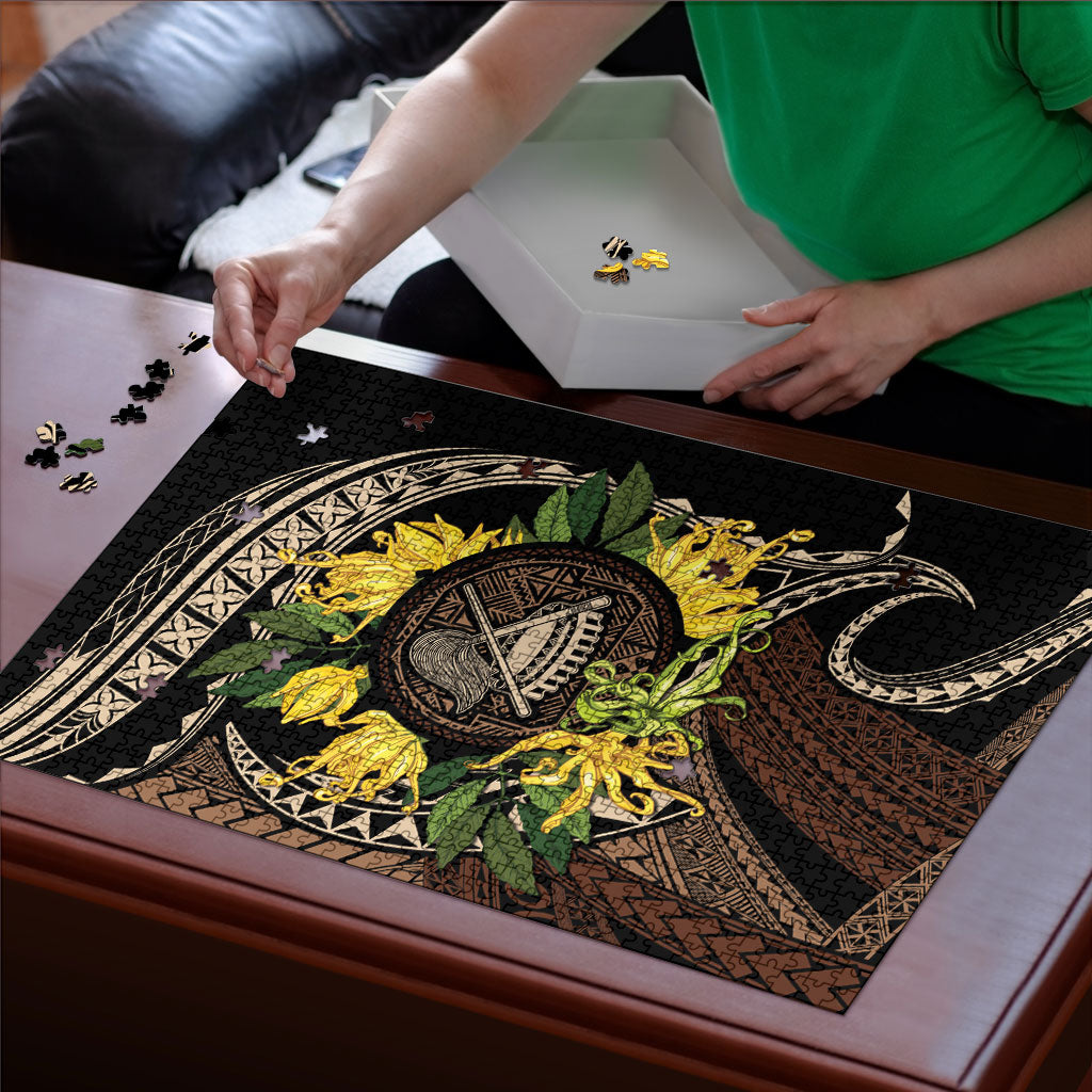 Samoa Moso'oi Flowers Tatau Puzzle Festive Tapa Brown LT7 - Polynesian Pride