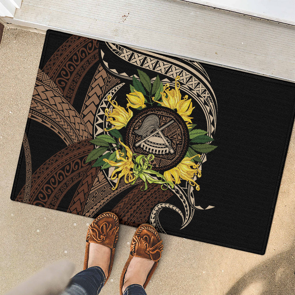 Samoa Moso'oi Flowers Tatau Rubber Doormat Festive Tapa Brown LT7 - Polynesian Pride