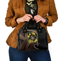 Samoa Moso'oi Flowers Tatau Shoulder Handbag Festive Tapa Brown LT7 - Polynesian Pride