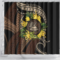 Samoa Moso'oi Flowers Tatau Shower Curtain Festive Tapa Brown LT7 - Polynesian Pride