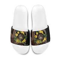 Samoa Moso'oi Flowers Tatau Slide Sandals Festive Tapa Brown LT7 Brown - Polynesian Pride