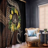 Samoa Moso'oi Flowers Tatau Window Curtain Festive Tapa Brown LT7 - Polynesian Pride