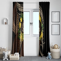 Samoa Moso'oi Flowers Tatau Window Curtain Festive Tapa Brown LT7 - Polynesian Pride