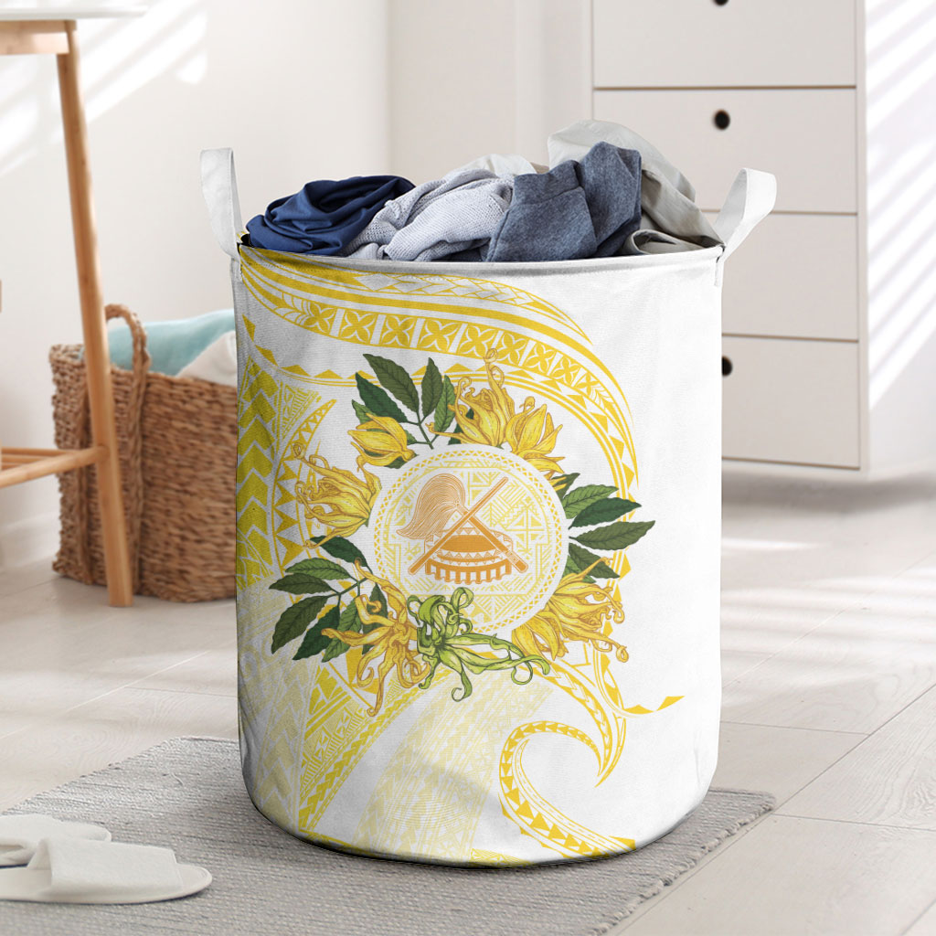Samoa Moso'oi Flowers Tatau Laundry Basket Festive Golden White LT7 Gold - Polynesian Pride