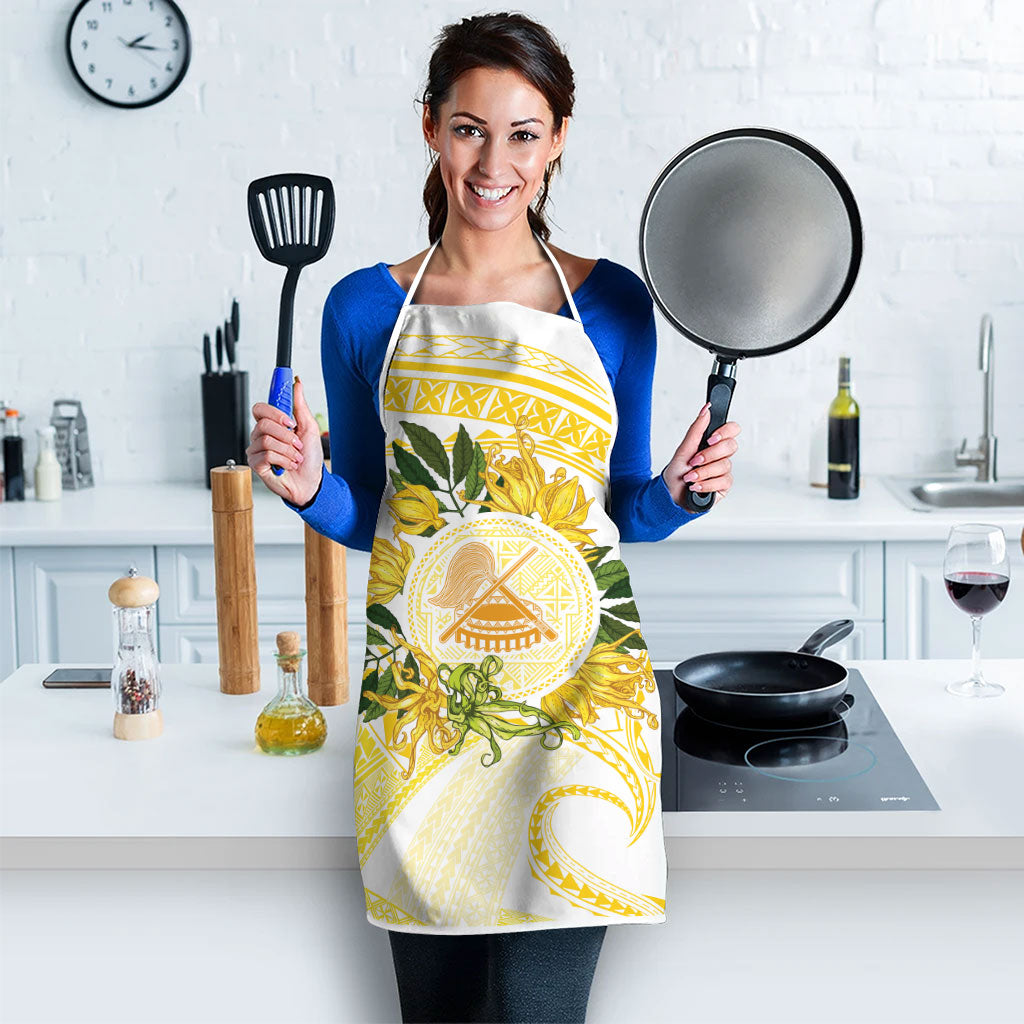 Samoa Moso'oi Flowers Tatau Apron Festive Golden White LT7 - Polynesian Pride
