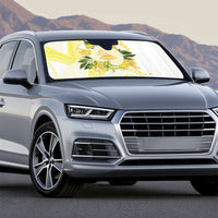 Samoa Moso'oi Flowers Tatau Auto Sun Shade Festive Golden White LT7 - Polynesian Pride