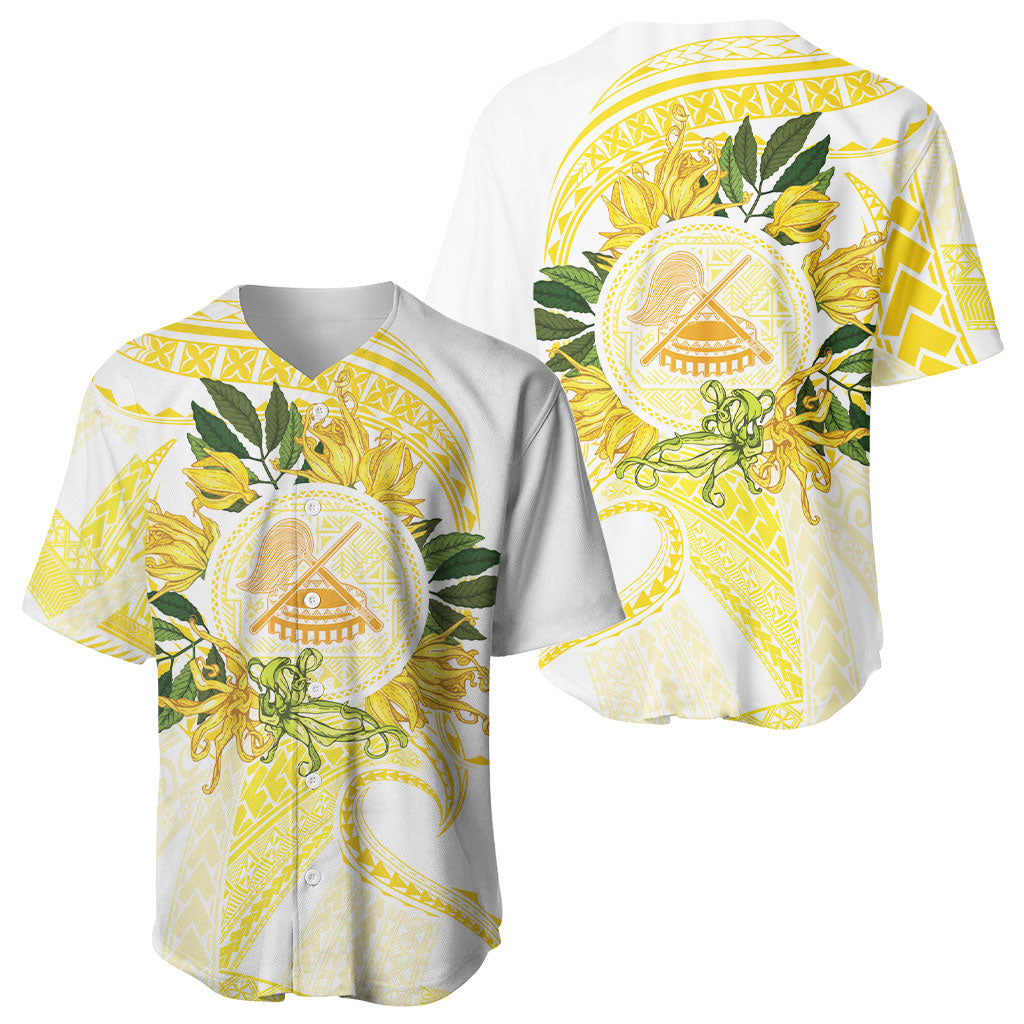 Samoa Moso'oi Flowers Tatau Baseball Jersey Festive Golden White LT7 - Polynesian Pride