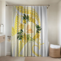 Samoa Moso'oi Flowers Tatau Bathroom Set Festive Golden White LT7 Shower Curtain Only Gold - Polynesian Pride