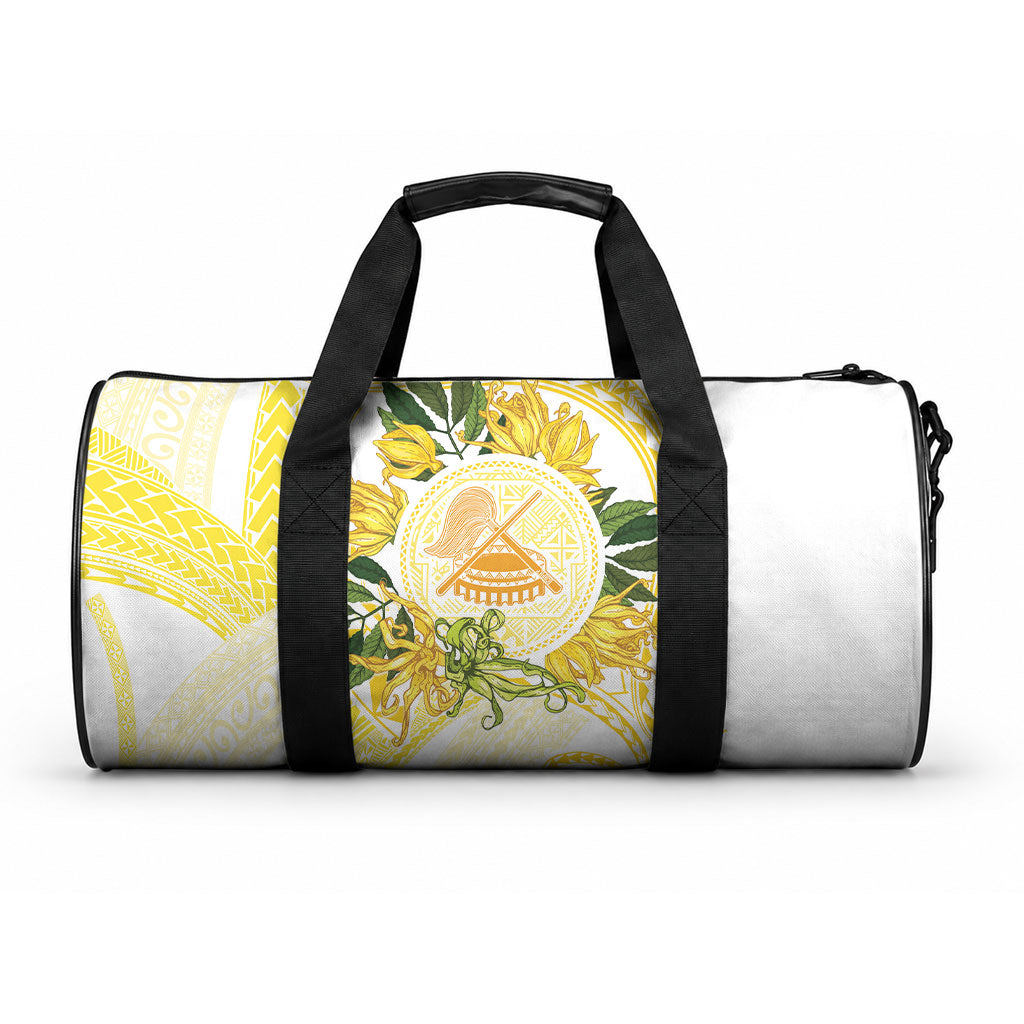 Samoa Moso'oi Flowers Tatau Duffle Bag Festive Golden White LT7 One size Gold - Polynesian Pride