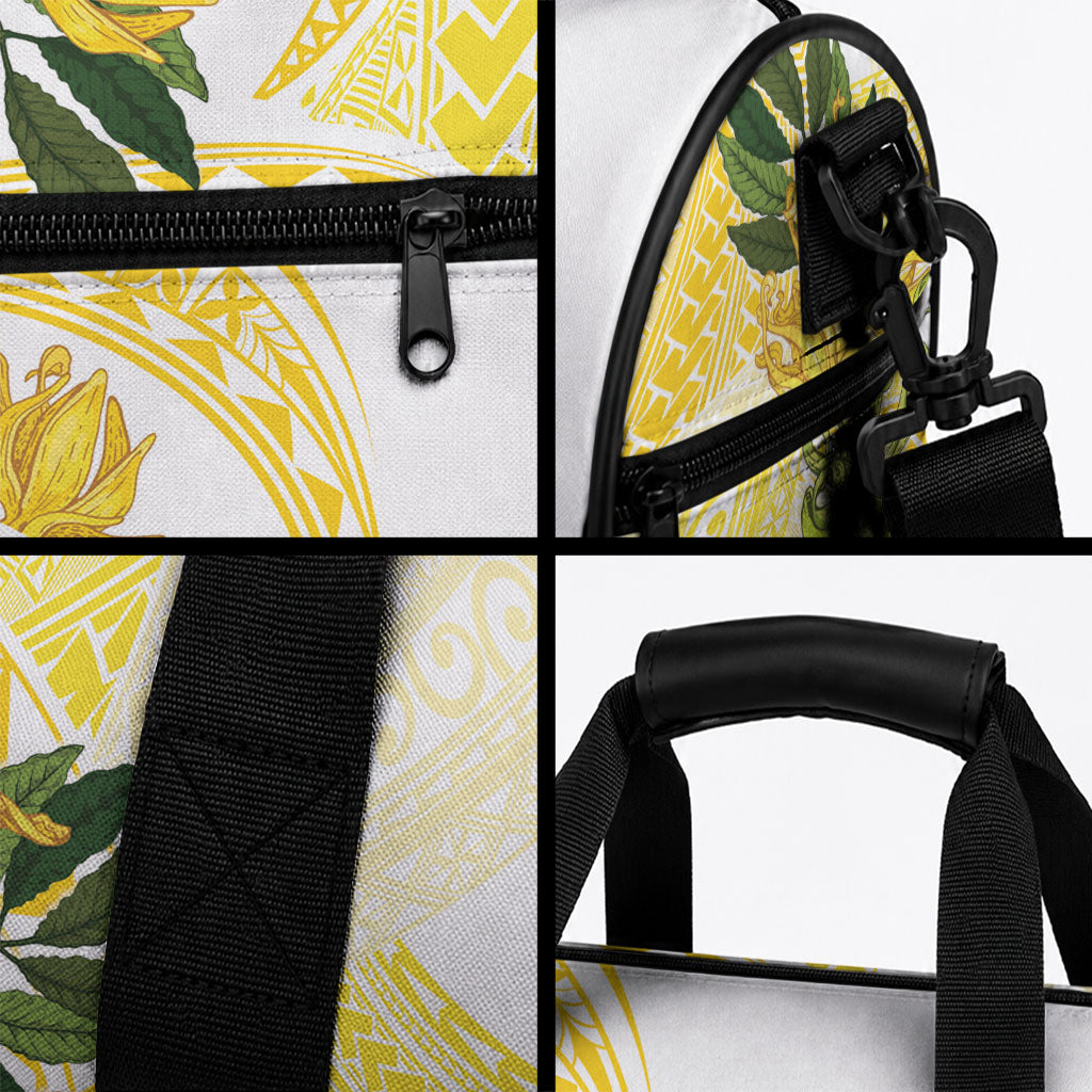 Samoa Moso'oi Flowers Tatau Duffle Bag Festive Golden White LT7 - Polynesian Pride