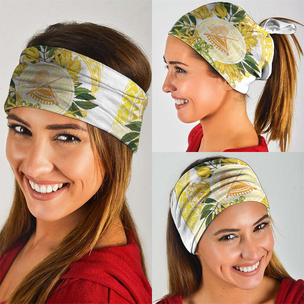 Samoa Moso'oi Flowers Tatau Neck Gaiter Festive Golden White LT7 - Polynesian Pride