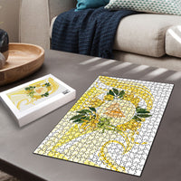 Samoa Moso'oi Flowers Tatau Puzzle Festive Golden White LT7 - Polynesian Pride