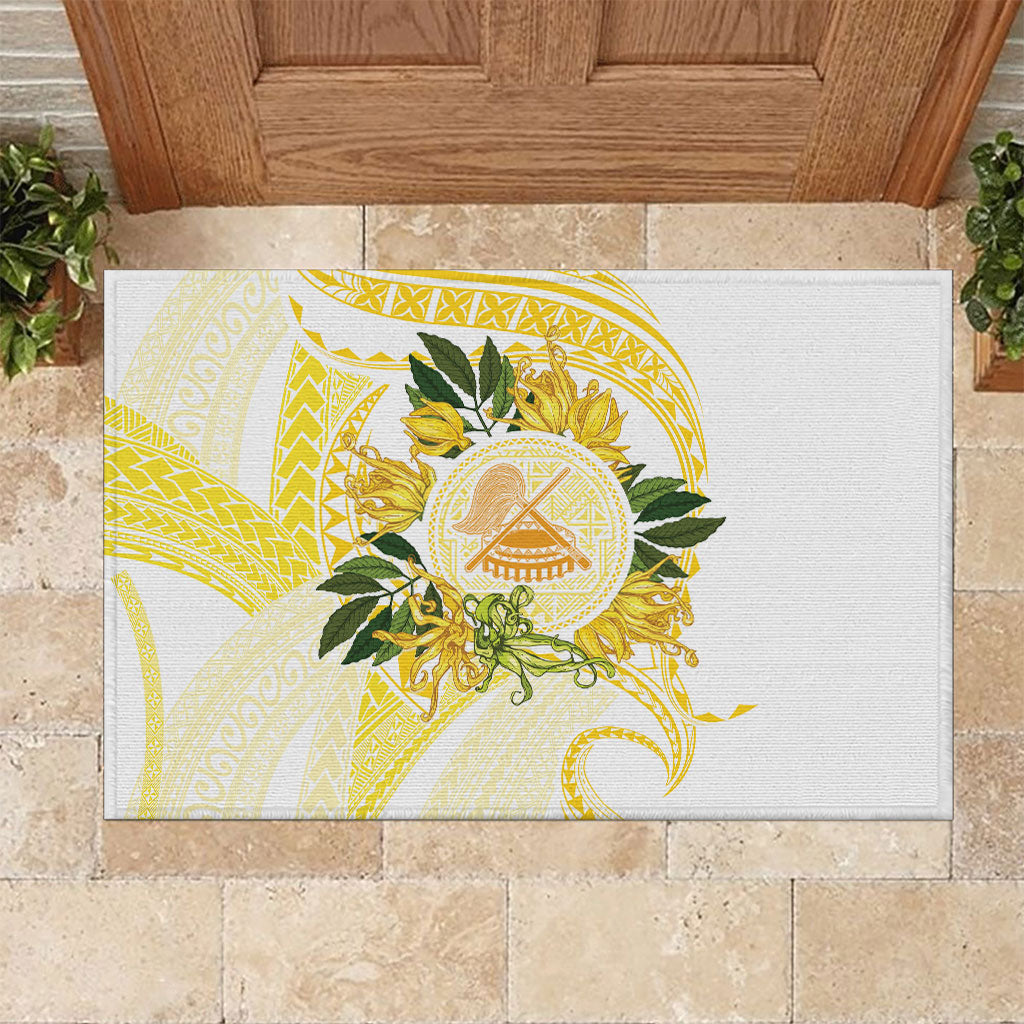 Samoa Moso'oi Flowers Tatau Rubber Doormat Festive Golden White LT7 Gold - Polynesian Pride