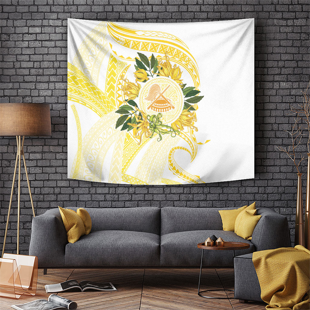Samoa Moso'oi Flowers Tatau Tapestry Festive Golden White LT7 Gold - Polynesian Pride