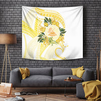 Samoa Moso'oi Flowers Tatau Tapestry Festive Golden White LT7 Gold - Polynesian Pride