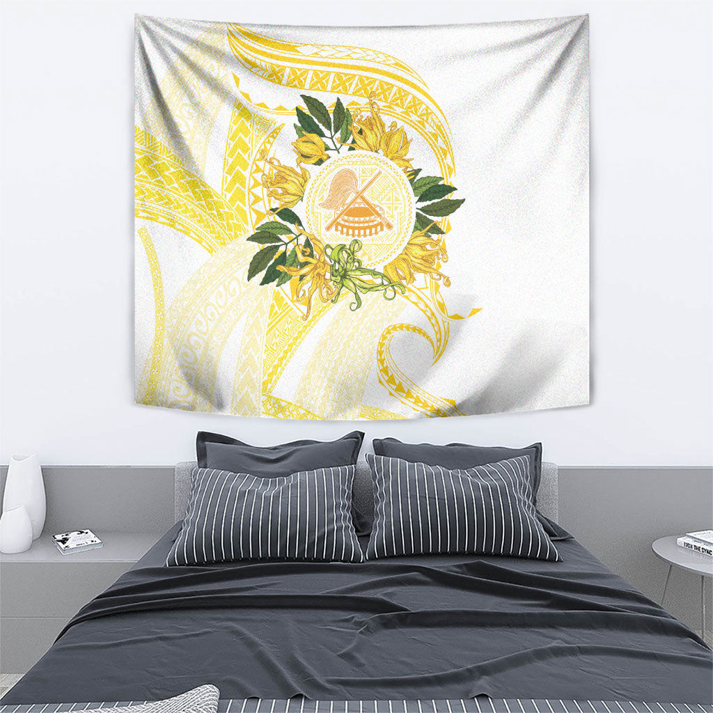 Samoa Moso'oi Flowers Tatau Tapestry Festive Golden White LT7 - Polynesian Pride