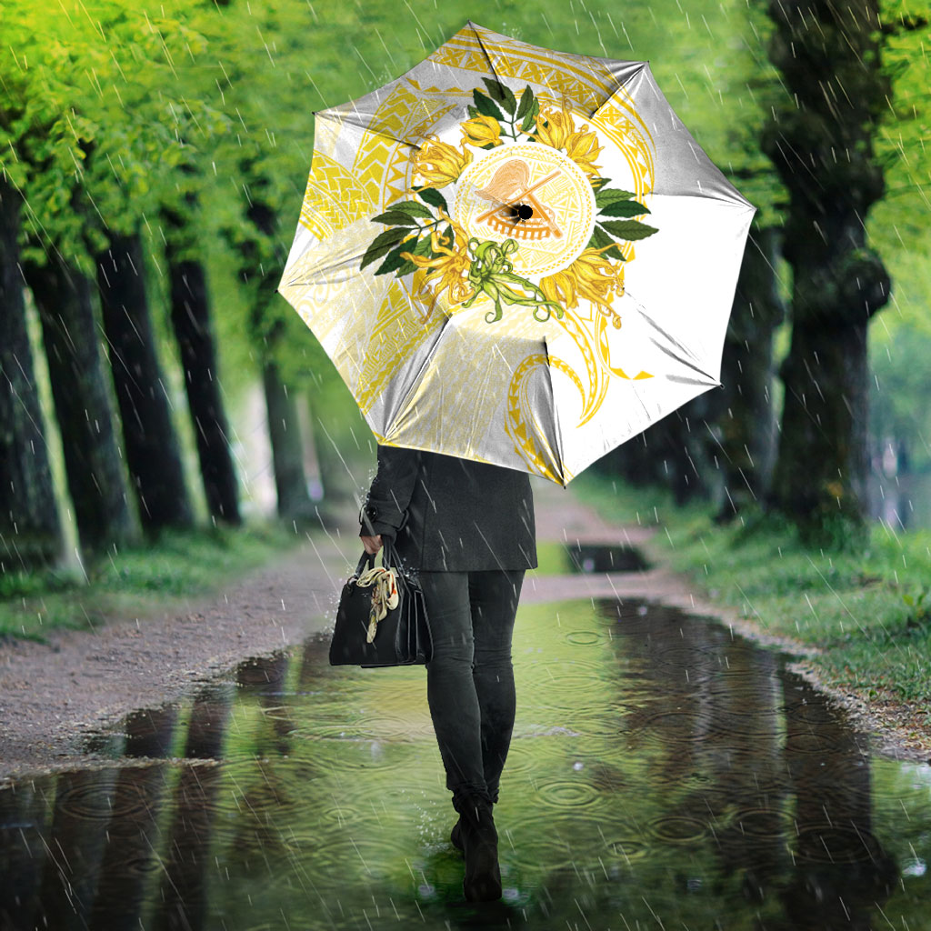 Samoa Moso'oi Flowers Tatau Umbrella Festive Golden White LT7 - Polynesian Pride