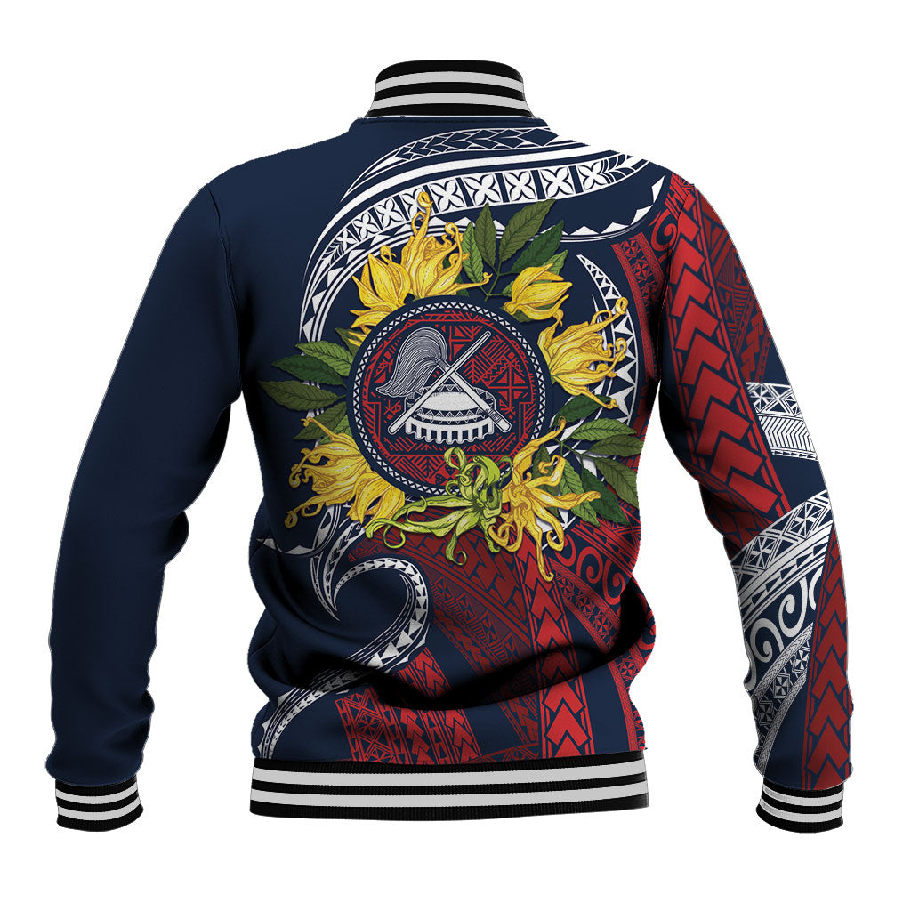 Samoa Moso'oi Flowers Tatau Baseball Jacket Festive National Color LT7 - Polynesian Pride
