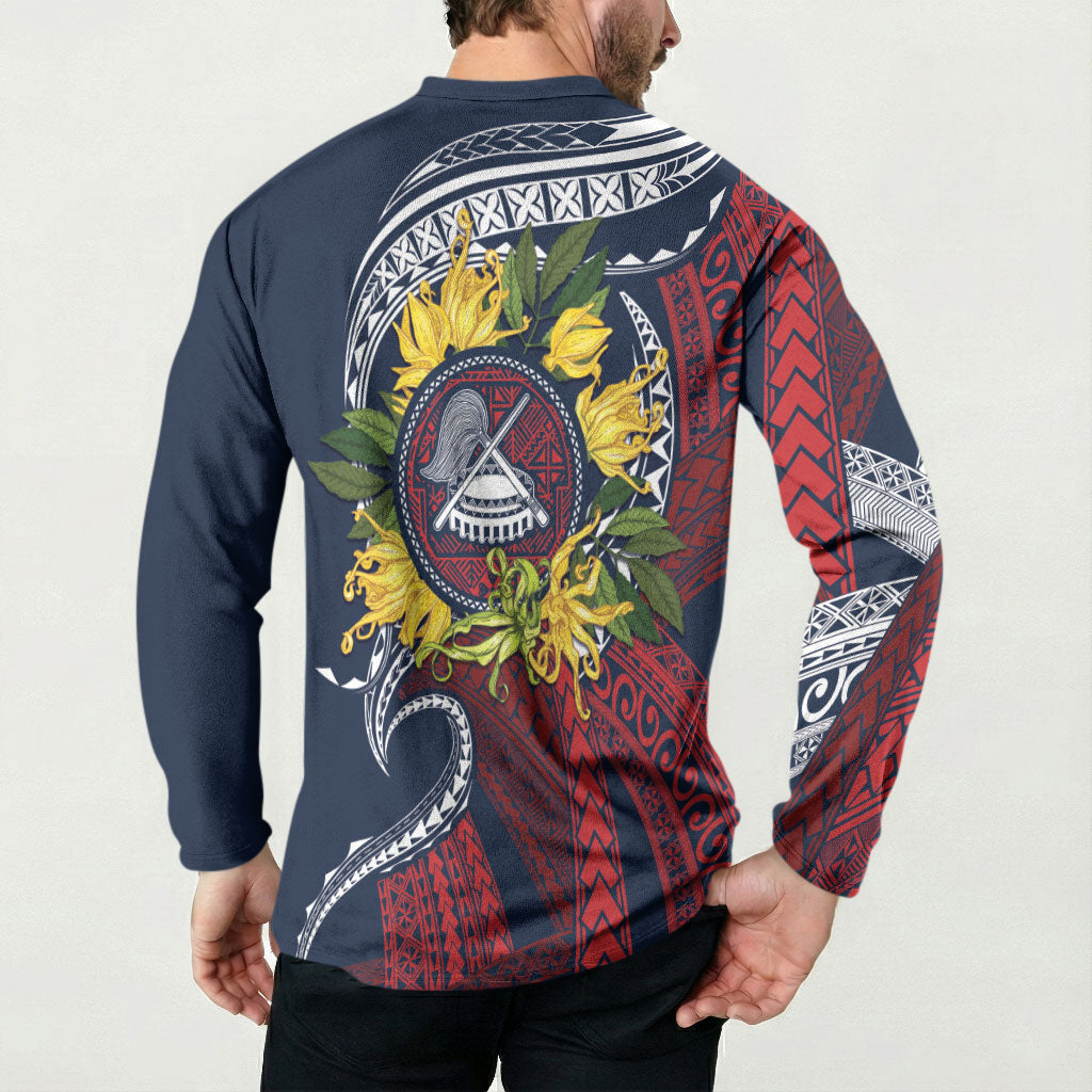 Samoa Moso'oi Flowers Tatau Button Sweatshirt Festive National Color LT7 - Polynesian Pride