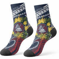 Samoa Moso'oi Flowers Tatau Crew Socks Festive National Color LT7 - Polynesian Pride