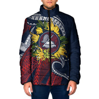 Samoa Moso'oi Flowers Tatau Padded Jacket Festive National Color LT7 Men Blue Red - Polynesian Pride
