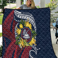 Samoa Moso'oi Flowers Tatau Quilt Festive National Color LT7 Blue Red - Polynesian Pride