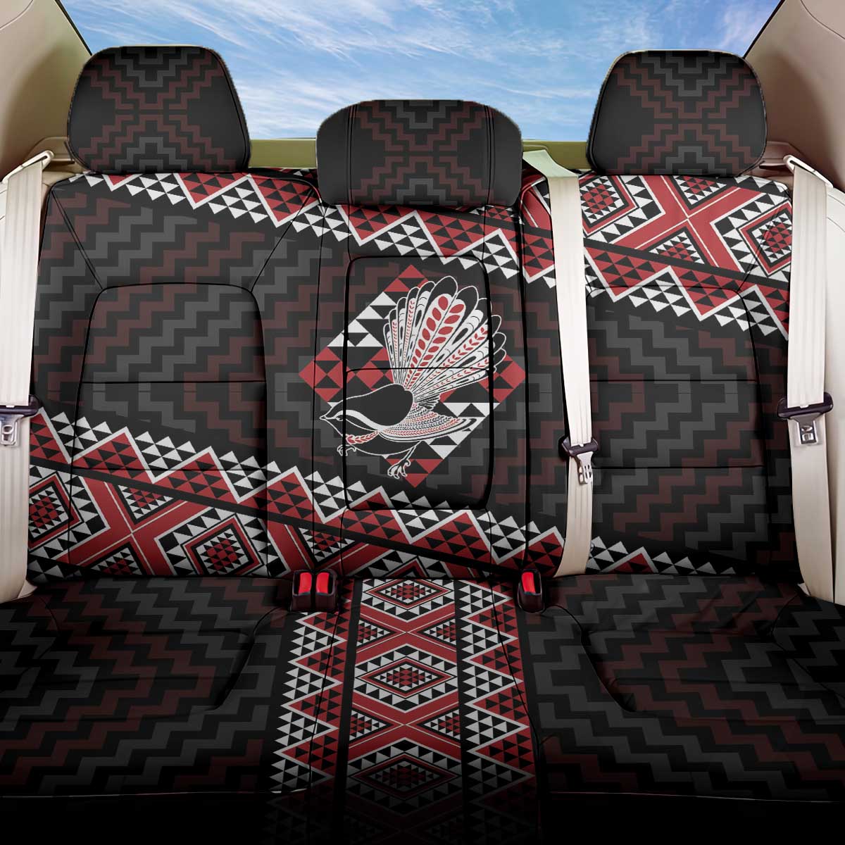 Taniko Aotearoa Back Car Seat Cover Poutama Mix Piwakawaka