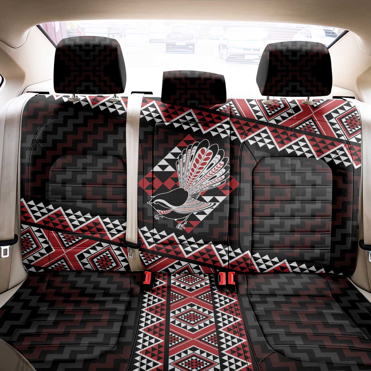 Taniko Aotearoa Back Car Seat Cover Poutama Mix Piwakawaka
