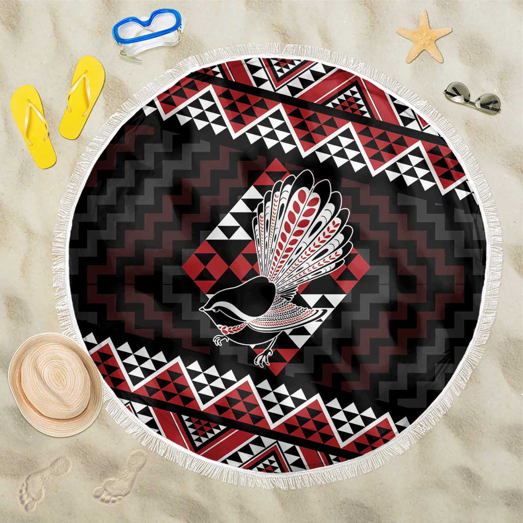 Taniko Aotearoa Beach Blanket Poutama Mix Piwakawaka LT7 One Size 150cm Red - Polynesian Pride