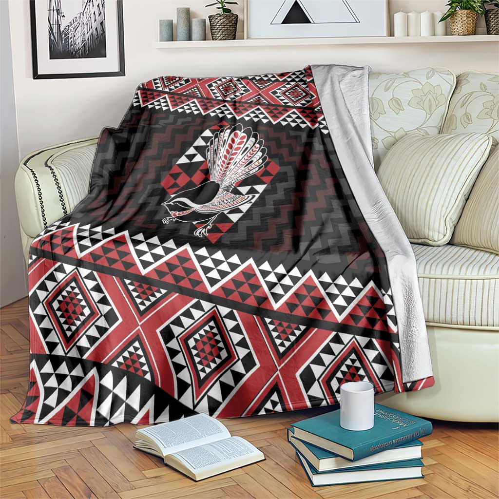 Taniko Aotearoa Blanket Poutama Mix Piwakawaka LT7 Red - Polynesian Pride