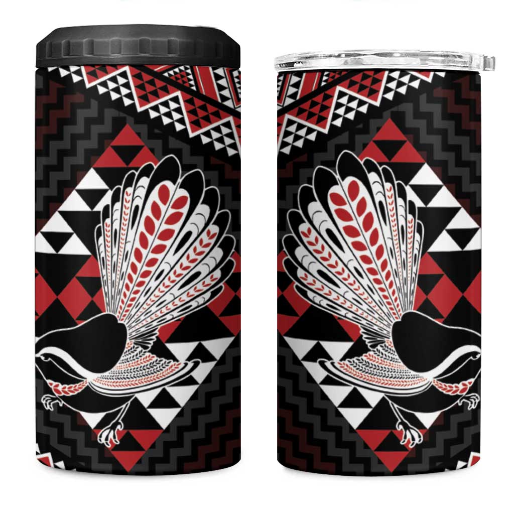 Taniko Aotearoa 4 in 1 Can Cooler Tumbler Poutama Mix Piwakawaka LT7 One Size: 16 oz Red - Polynesian Pride