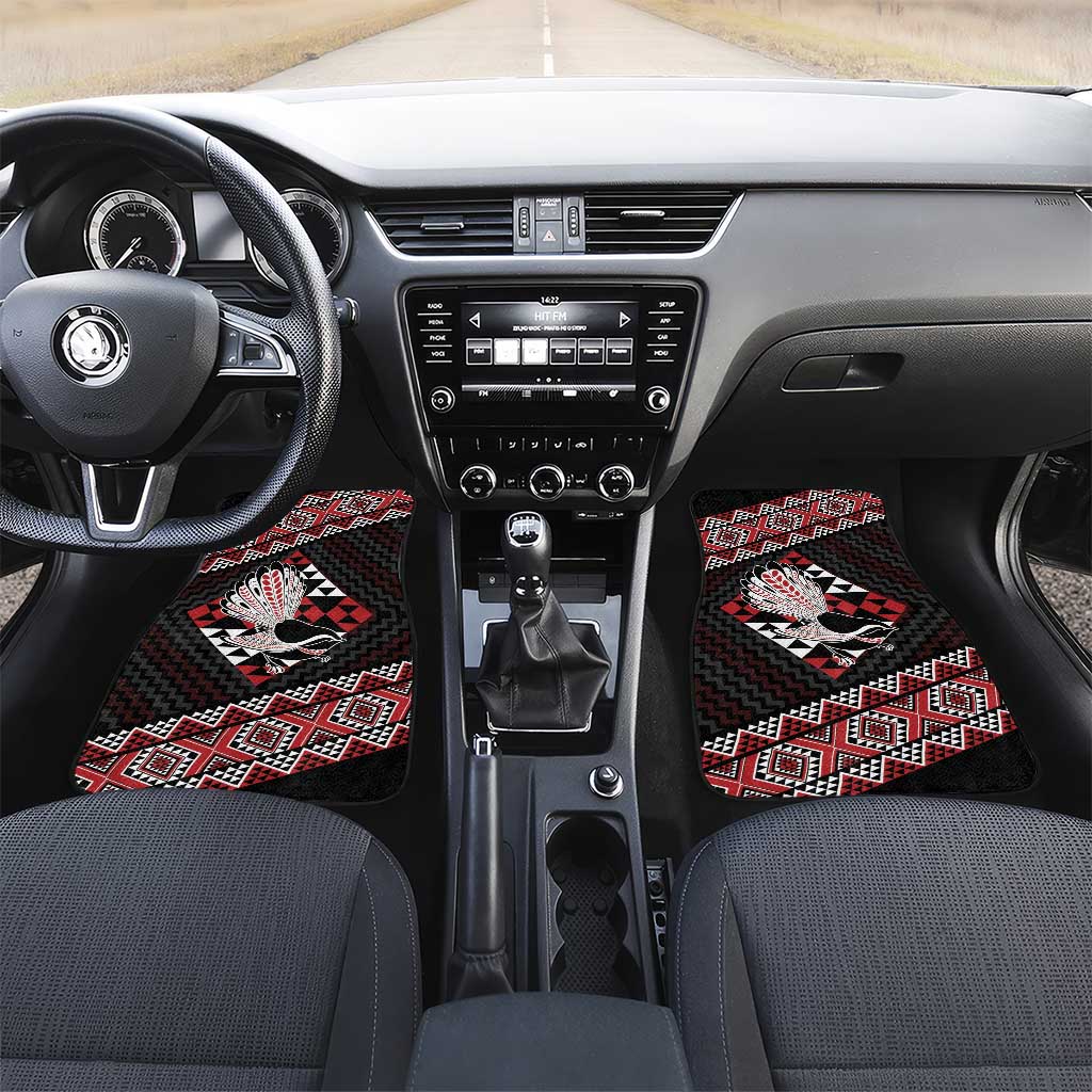 Taniko Aotearoa Car Mats Poutama Mix Piwakawaka LT7 Set 2pcs - Front Red - Polynesian Pride