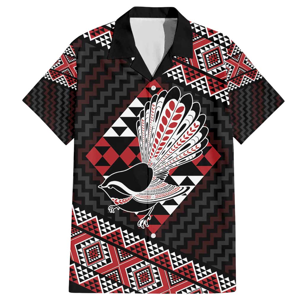 Taniko Aotearoa Hawaiian Shirt Poutama Mix Piwakawaka LT7 Red - Polynesian Pride