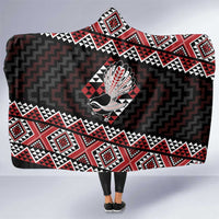 Taniko Aotearoa Hooded Blanket Poutama Mix Piwakawaka LT7 One Size Red - Polynesian Pride