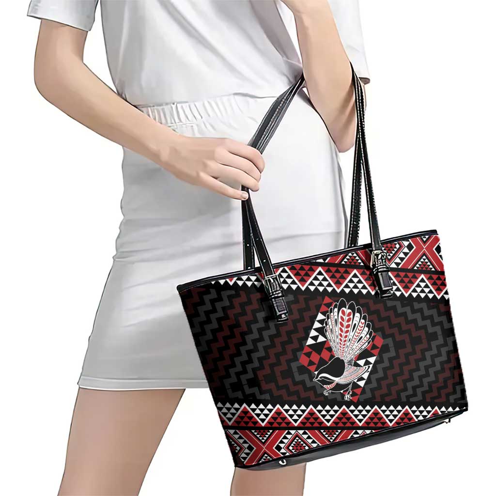 Taniko Aotearoa Leather Tote Bag Poutama Mix Piwakawaka LT7 - Polynesian Pride