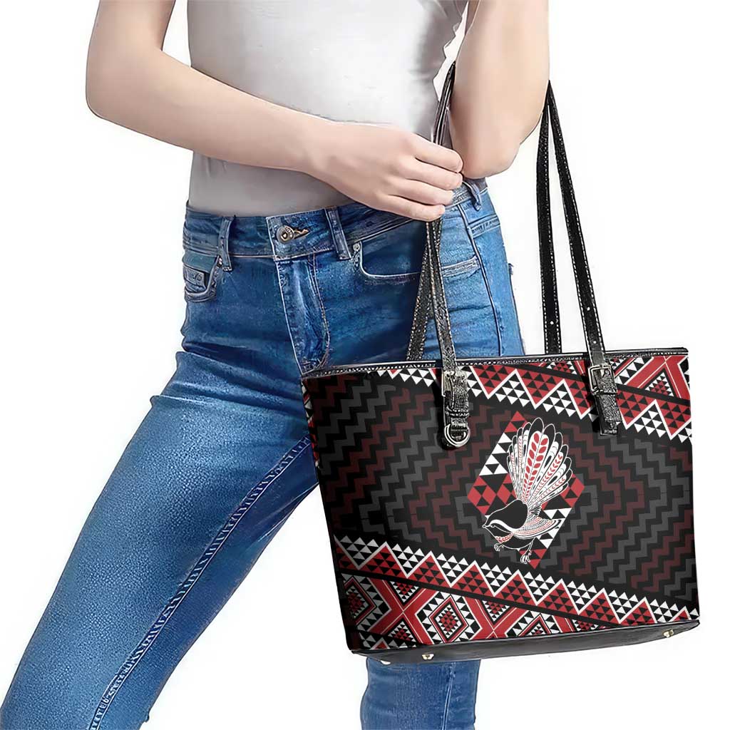 Taniko Aotearoa Leather Tote Bag Poutama Mix Piwakawaka LT7 - Polynesian Pride
