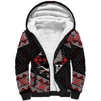 Taniko Aotearoa Sherpa Hoodie Poutama Mix Piwakawaka LT7 Unisex Red - Polynesian Pride