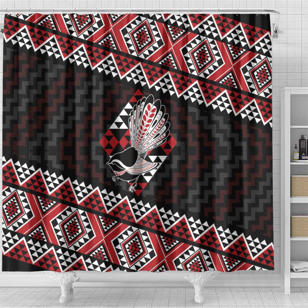 Taniko Aotearoa Shower Curtain Poutama Mix Piwakawaka