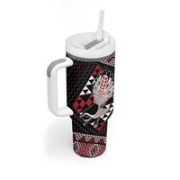 Taniko Aotearoa Tumbler With Handle Poutama Mix Piwakawaka LT7 - Polynesian Pride