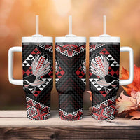 Taniko Aotearoa Tumbler With Handle Poutama Mix Piwakawaka LT7 - Polynesian Pride