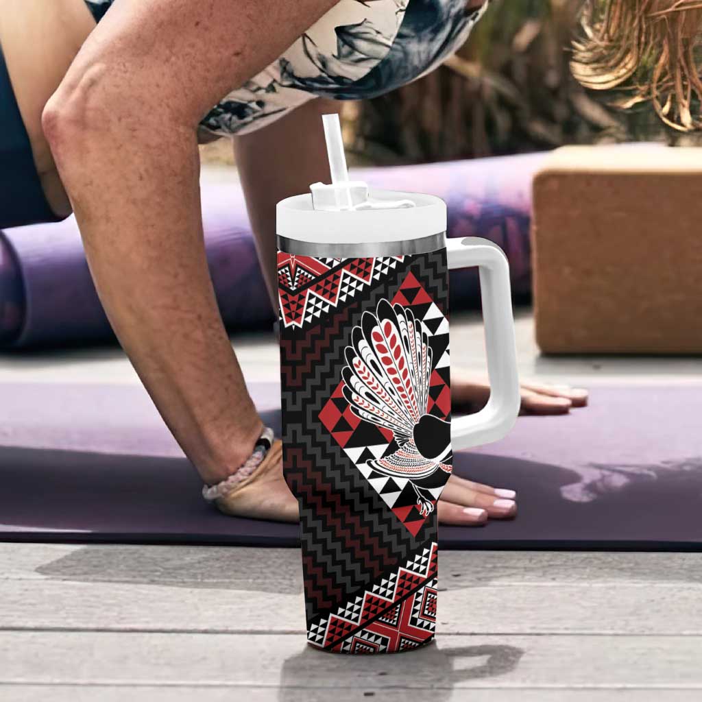 Taniko Aotearoa Tumbler With Handle Poutama Mix Piwakawaka LT7 - Polynesian Pride