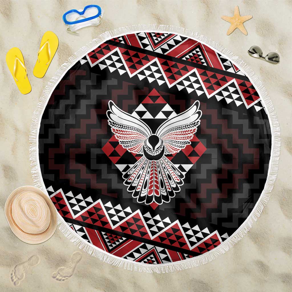 Taniko Aotearoa Beach Blanket Poutama Mix Piwakawaka - Ver02 LT7 One Size 150cm Red - Polynesian Pride