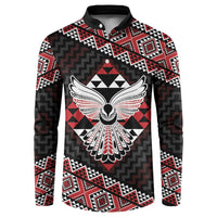 Taniko Aotearoa Button Sweatshirt Poutama Mix Piwakawaka - Ver02 LT7 Red - Polynesian Pride