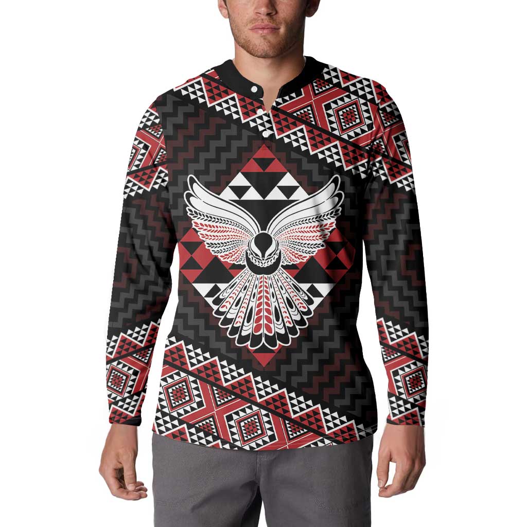 Taniko Aotearoa Button Sweatshirt Poutama Mix Piwakawaka - Ver02 LT7 - Polynesian Pride