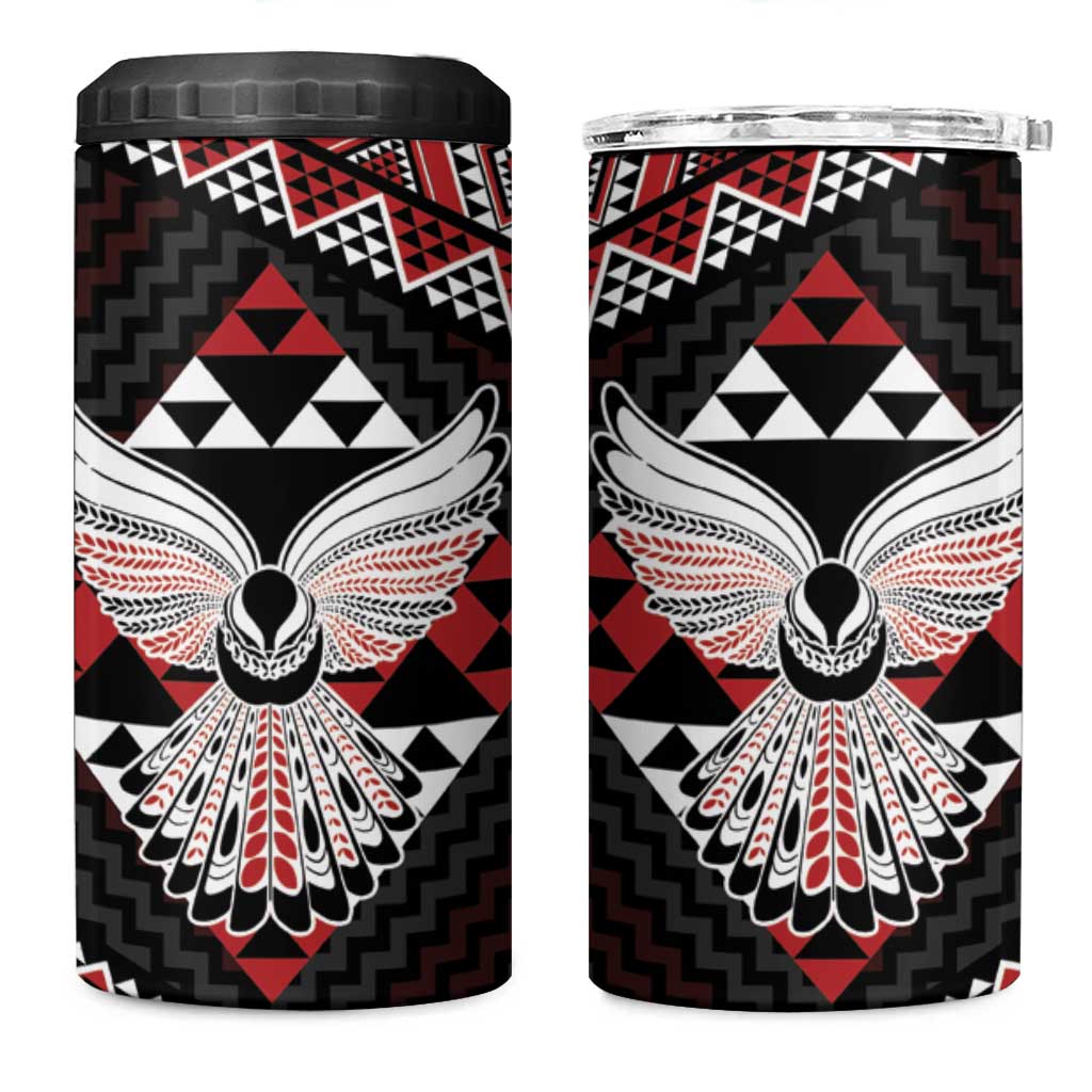 Taniko Aotearoa 4 in 1 Can Cooler Tumbler Poutama Mix Piwakawaka - Ver02 LT7 One Size: 16 oz Red - Polynesian Pride